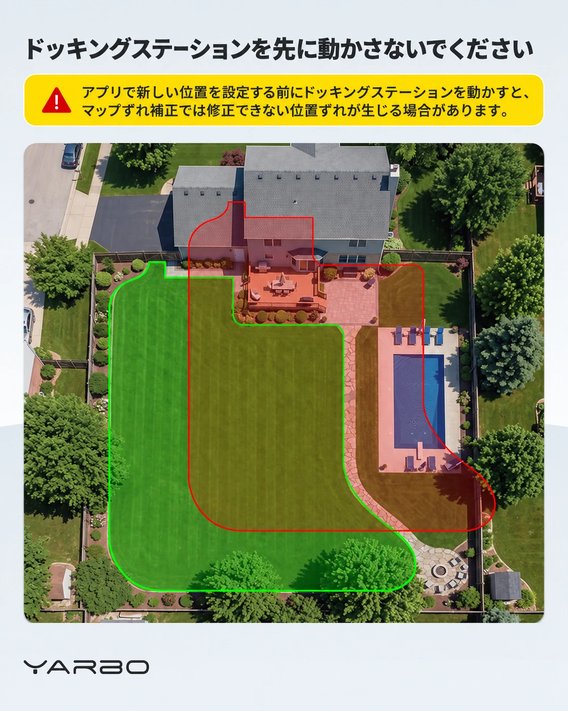 ドッキングステーションを先に動かさないを示すメーカー資料の日本語版